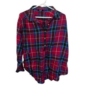 Chaps Denim Women’s Plus Size 2X Plaid Button-Up Tunic Shirt